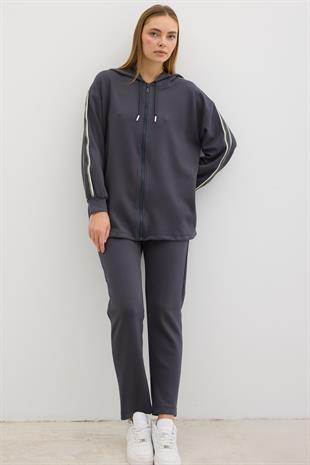 Bel Lastikli Kordon Detaylı Pantolon ANTRASİT