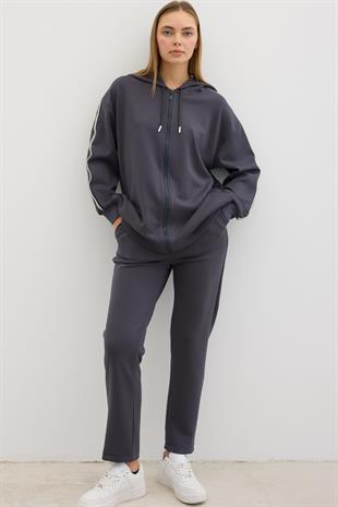 Bel Lastikli Kordon Detaylı Pantolon ANTRASİT