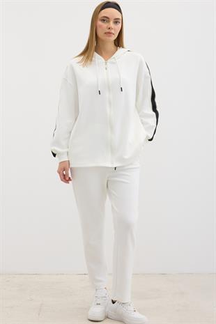 Bel Lastikli Kordon Detaylı Pantolon EKRU