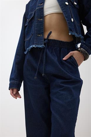 Beli Lastikli Kot Pantolon RİNS YIKAMA