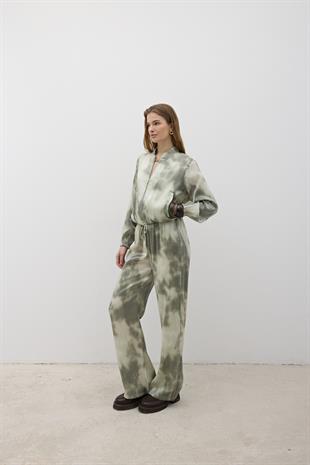 Beli Lastikli Saten Pantolon HAKİ