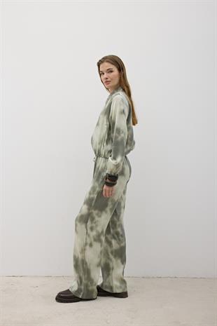 Beli Lastikli Saten Pantolon HAKİ