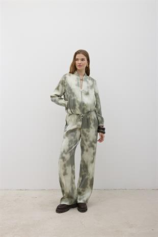 Beli Lastikli Saten Pantolon HAKİ