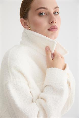 Buklet Kumaş Kadın Mont EKRU