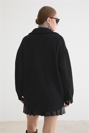 Buklet Kumaş Kadın Mont SİYAH