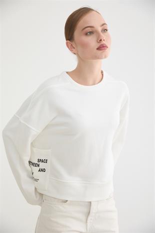 Cep Detaylı Kadın Sweatshirt EKRU