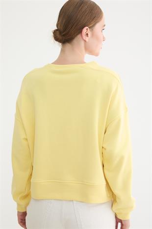 Cep Detaylı Kadın Sweatshirt SARI