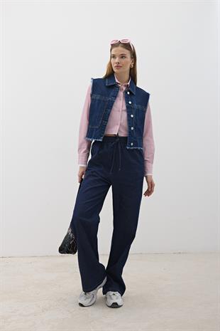 Cep Detaylı Kolsuz Kot Yelek KAR YIKAMA