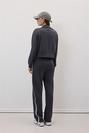 Cep Detaylı Önü Fermuarlı Sweatshirt ANTRASİT