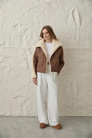 Çıt Çıt Detaylı Kapitone Mont KAHVE