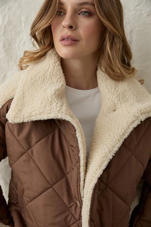 Çıt Çıt Detaylı Kapitone Mont KAHVE