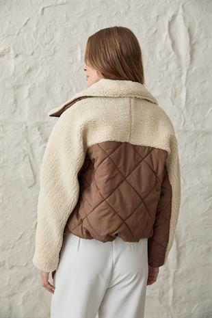 Çıt Çıt Detaylı Kapitone Mont KAHVE