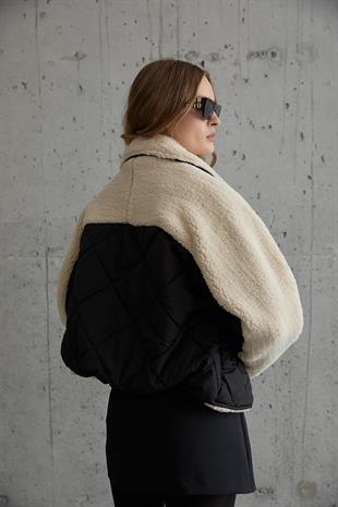 Çıt Çıt Detaylı Kapitone Mont SİYAH