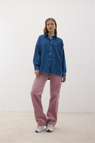 Çıt Çıt Detaylı Kot Gömlek TAŞ YIKAMA