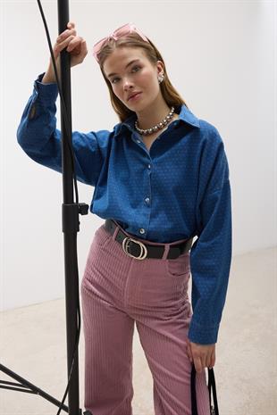 Çıt Çıt Detaylı Kot Gömlek TAŞ YIKAMA