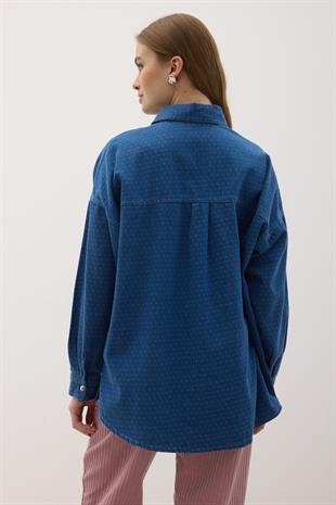 Çıt Çıt Detaylı Kot Gömlek TAŞ YIKAMA