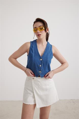 Denim Yelek KOYU MAVİ