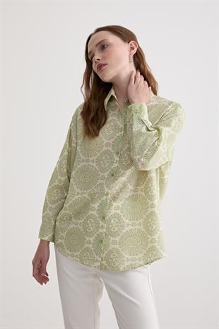 Desenli Uzun Kollu Gömlek YEŞİL