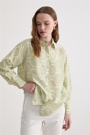 Desenli Uzun Kollu Gömlek YEŞİL