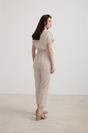 Button Detail Womens Salopet STONE