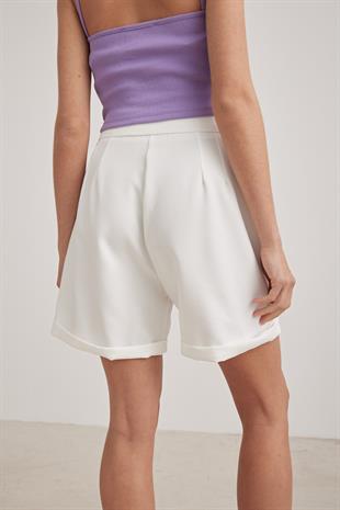 Düğme Detaylı Kadın Şort EKRU