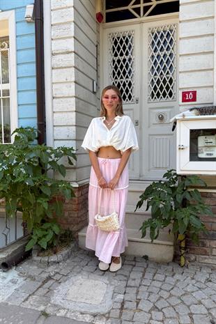 Düğmeli Önden Bağlamalı Gömlek EKRU