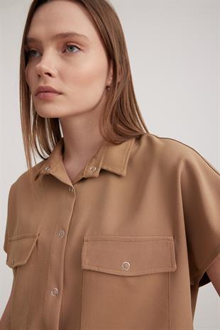 Short Sleeve Womens Shirt CAMEL
