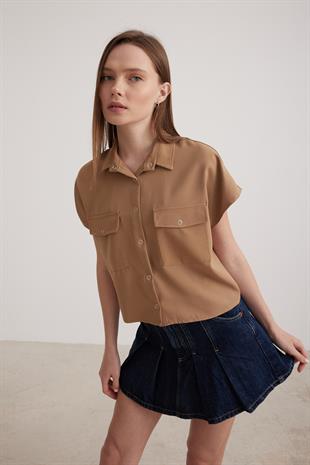 Short Sleeve Womens Shirt CAMEL