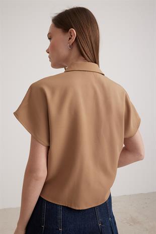 Short Sleeve Womens Shirt CAMEL