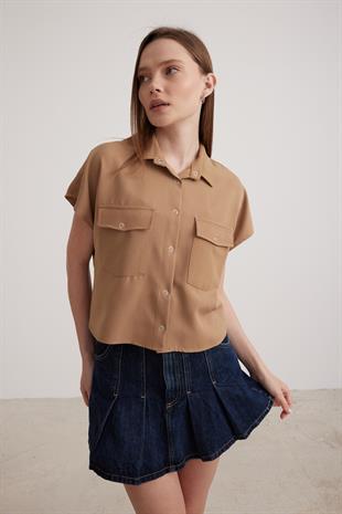 Short Sleeve Womens Shirt CAMEL