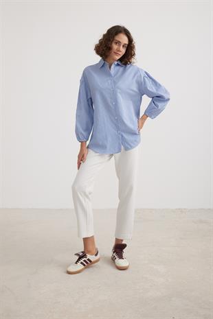 Çizgili Oversize Kadın Gömlek ÇİZGİLİ