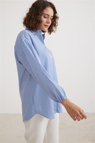 Çizgili Oversize Kadın Gömlek ÇİZGİLİ