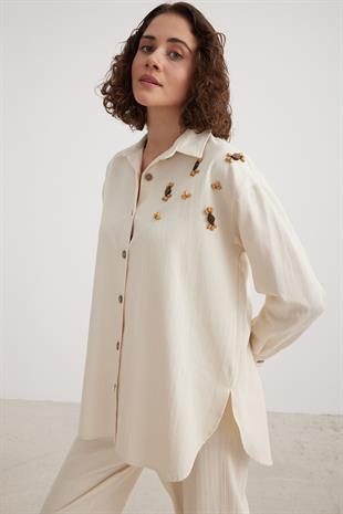 Kadın Oversize Gömlek TAŞ BALIKSIRTI