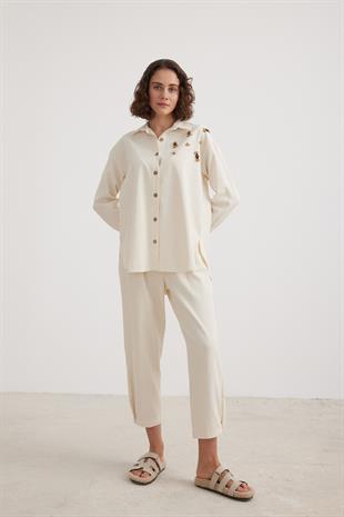 Kadın Oversize Gömlek TAŞ BALIKSIRTI