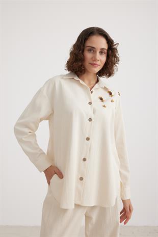 Kadın Oversize Gömlek TAŞ BALIKSIRTI