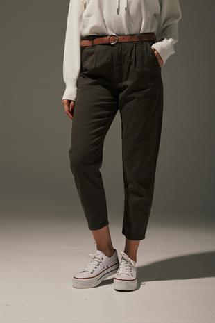 Gabardine Wide Leg Womens Pants KHAKI