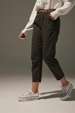 Gabardine Wide Leg Womens Pants KHAKI