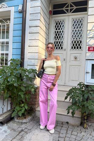 Gipeli Kısa Kollu Bluz SARI