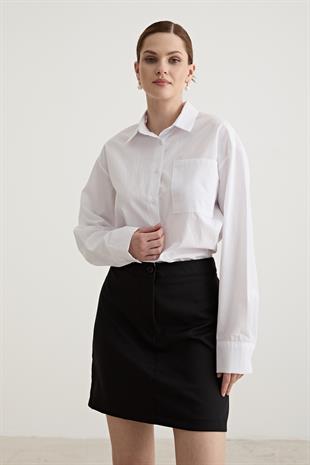 Gömlek Detaylı Elbise BEYAZ