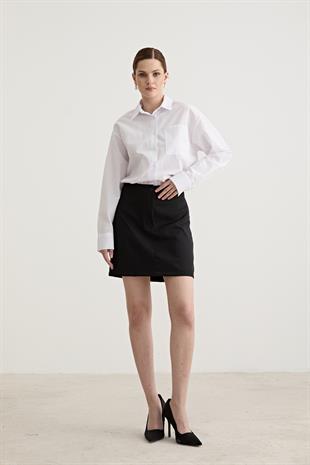 Gömlek Detaylı Elbise BEYAZ