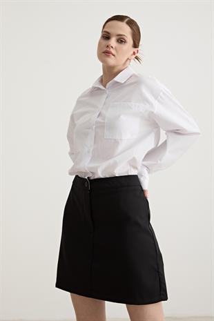 Gömlek Detaylı Elbise BEYAZ