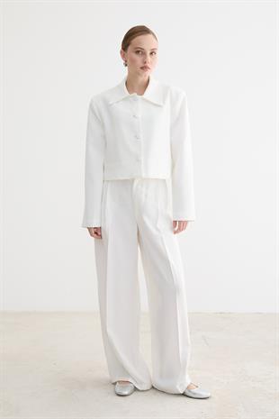 HÜRREM KUMAŞ KADIN CEKET EKRU