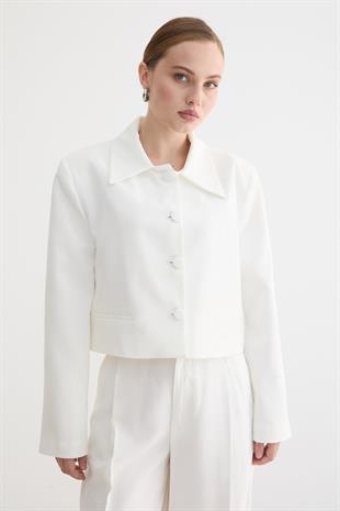 HÜRREM KUMAŞ KADIN CEKET EKRU