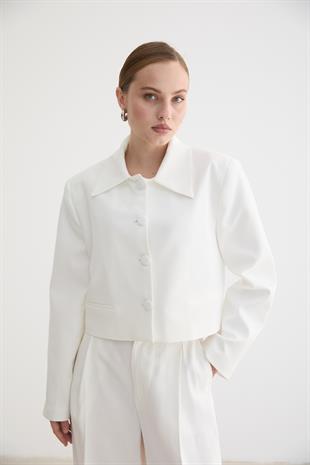 HÜRREM KUMAŞ KADIN CEKET EKRU