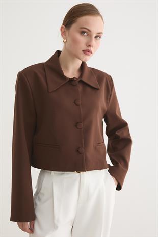 HÜRREM KUMAŞ KADIN CEKET KAHVE