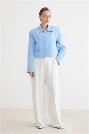 HÜRREM KUMAŞ KADIN CEKET MAVİ