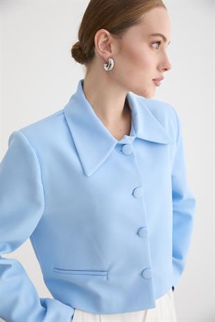 HÜRREM KUMAŞ KADIN CEKET MAVİ