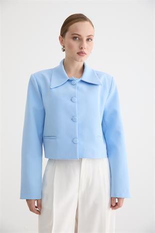 HÜRREM KUMAŞ KADIN CEKET MAVİ