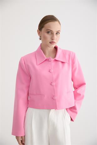 HÜRREM KUMAŞ KADIN CEKET PEMBE