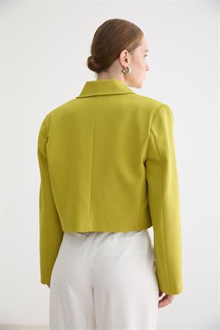 HÜRREM KUMAŞ KADIN CEKET YAĞ YEŞİLİ